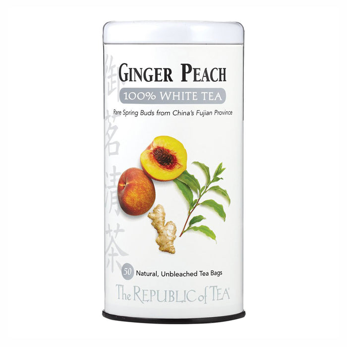 RT-100% White Tea, Ginger Peach - 50 Tea Bags