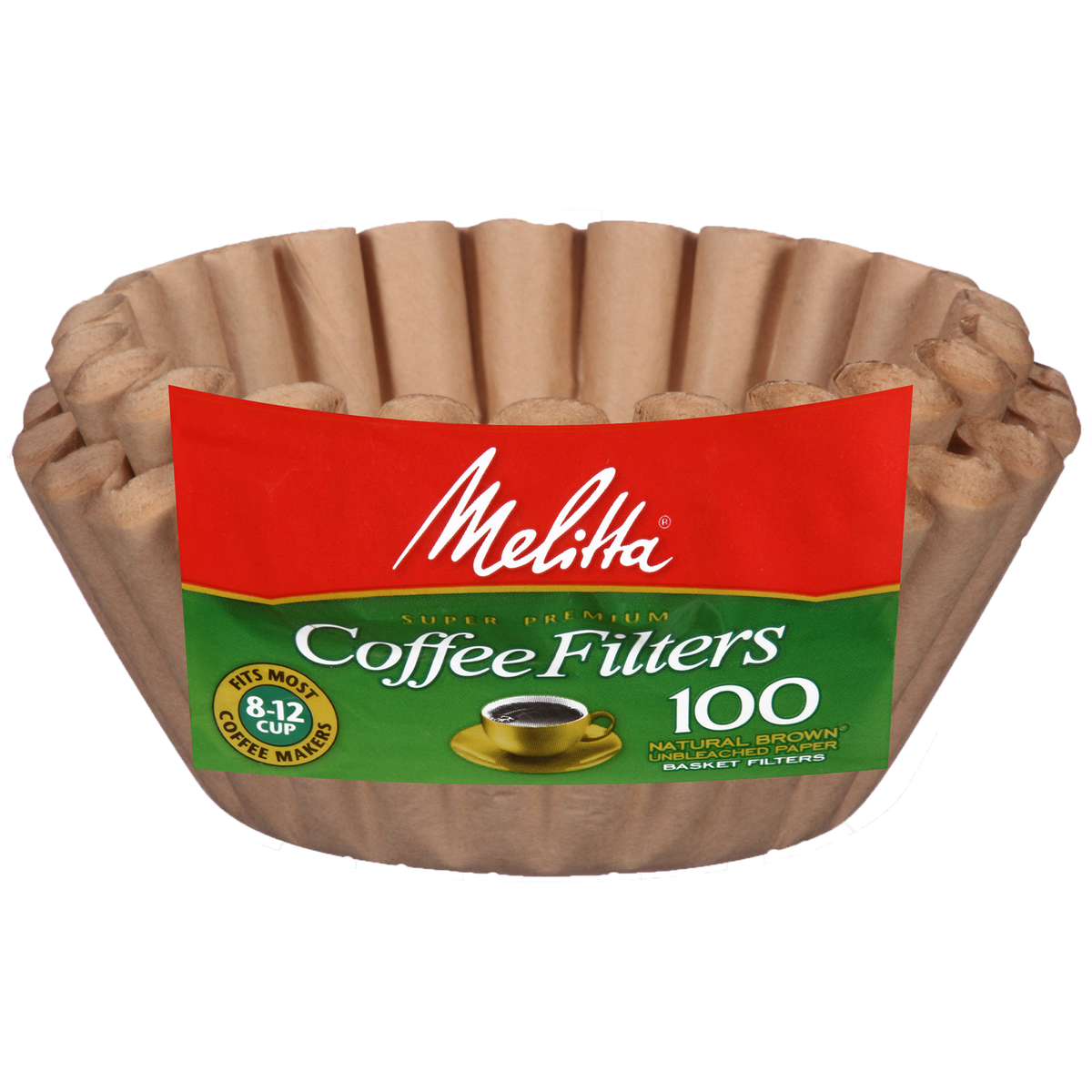 Melitta 8-12 Cup Basket Filter Paper Natural Brown - 100 Count