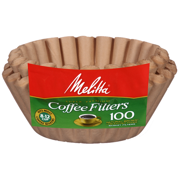 Melitta 8-12 Cup Basket Filter Paper Natural Brown - 100 Count