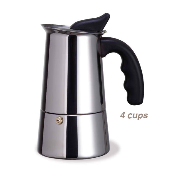 Stainless Steel Espresso Coffee Maker with Silicone Handle 4 cups