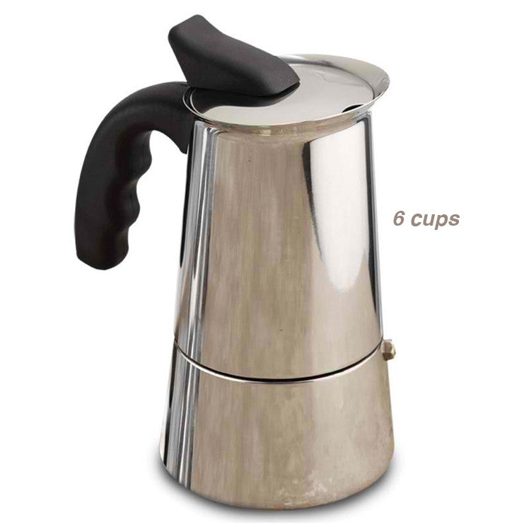 Stainless Steel Espresso Coffee Maker with Silicone Handle 6 cups